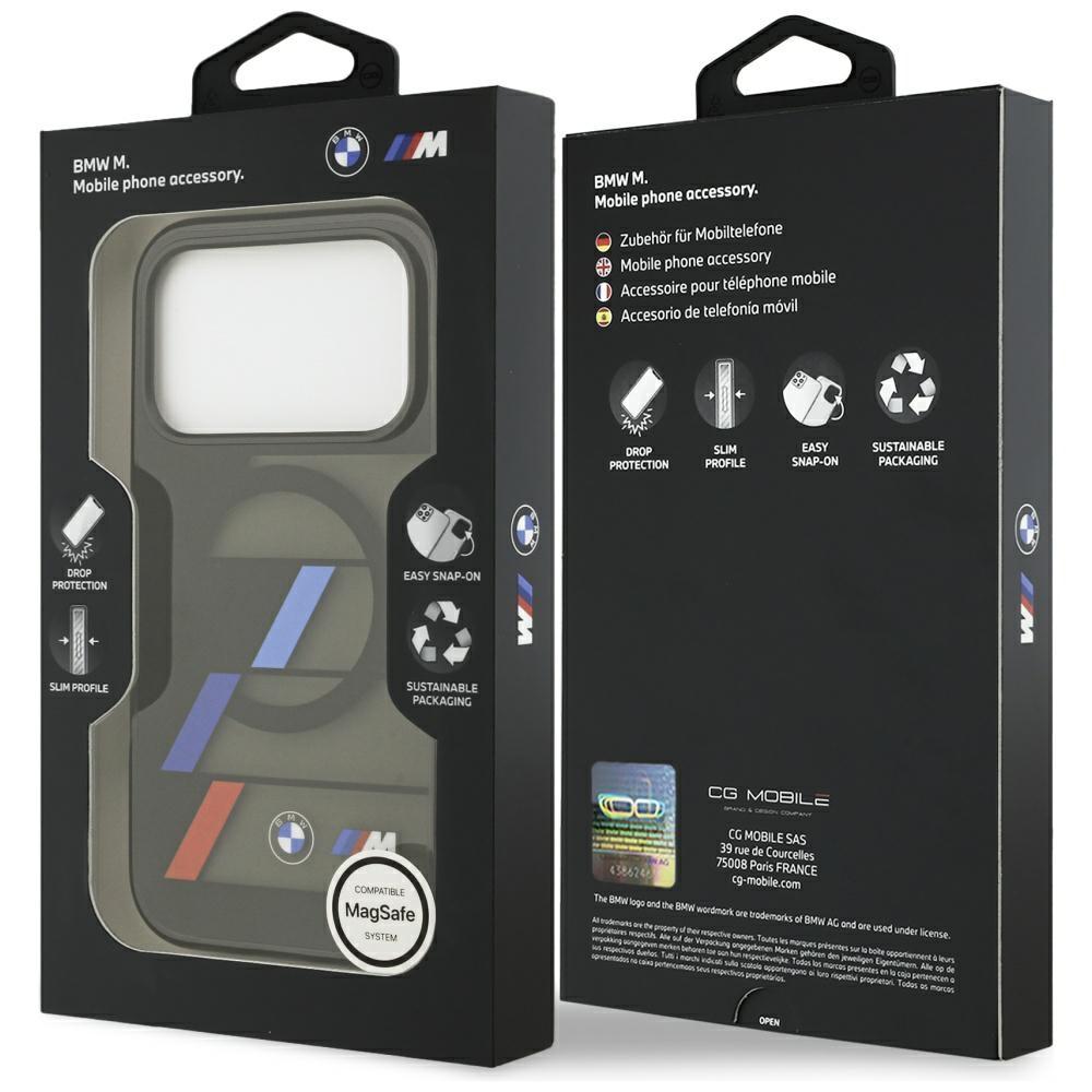 BMW M IML Metallknöpfe Dreifarbige Linien MagSafe Hülle für iPhone 17 Pro Schwarz