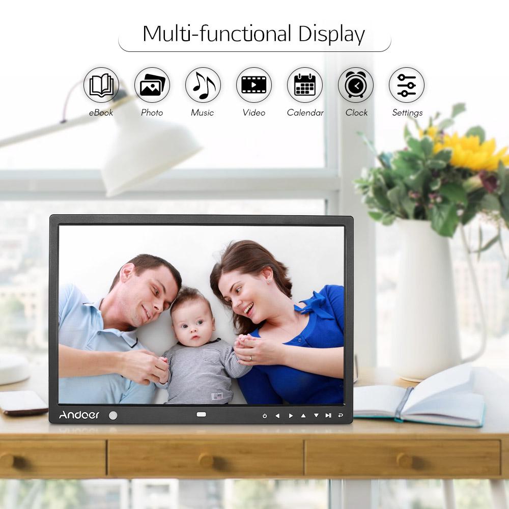 Andoer 15 Inch L Screen LED Digital Photo Frame Desktop Album 1280 * 800 HD Music/ Video/