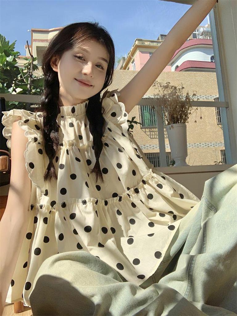 Women's Polka Dot Flutter Sleeve Summer Shirt - 2026 New Loose Chic Design