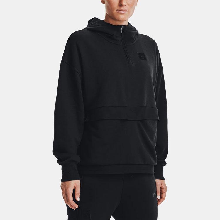Under Armour Johnson 1/4 Casual Fleece Zip Sports Hoodie Women hoodies Black 1368798-001