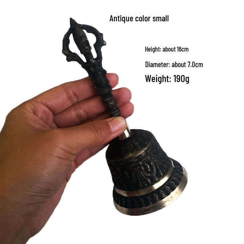 "Brass Hand Rattle with Five Bells for Home or Shop Use"