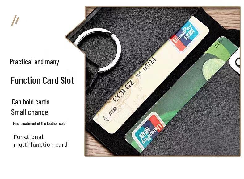 Men's Genuine Leather Large Capacity Key Holder - Multi-functional Waist Hanging Key Case for Home Use