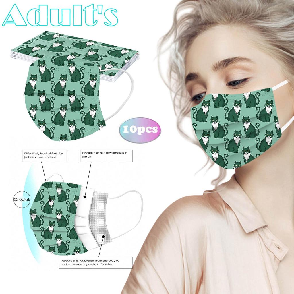 Adult Women Man Disposable Face Mask Industrial 3Ply Ear Loop 10PC Mask