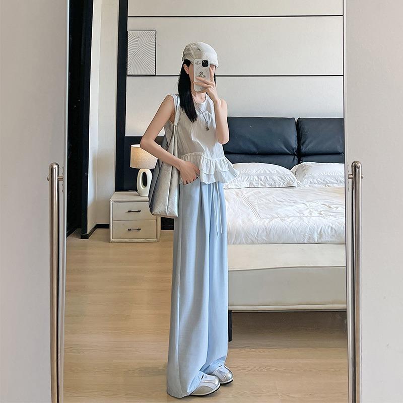 Milk Fu Cloud Pants Women's Summer New High Waist Drop Small Loose Casual Lazy Yamamoto Wide Leg Pants