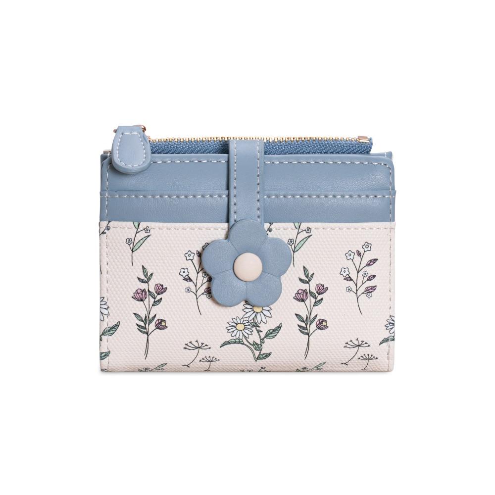 Korean Style PU Leather Card Holder Floral Folding Card Bag Retro Flower Short Wallet  Women