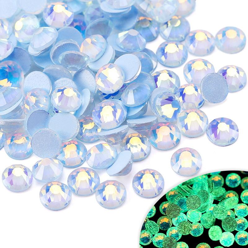 Glass Flat Bottom Luminous Diamond Diy Nail Drill Nail Decoration Fluorescent Drill Mobile Phone Case Decorative Rhinestone