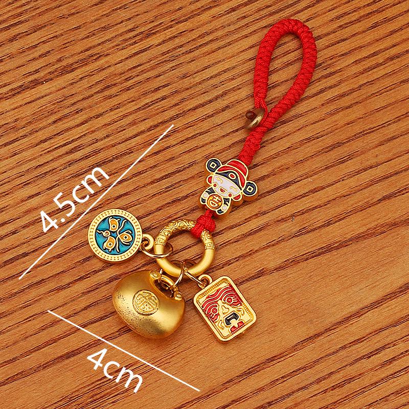 Gold Sand Zakiram Pendant: Wealth-Attracting Fortune Bag Keyring—Peace, Joy & Happiness Accessory