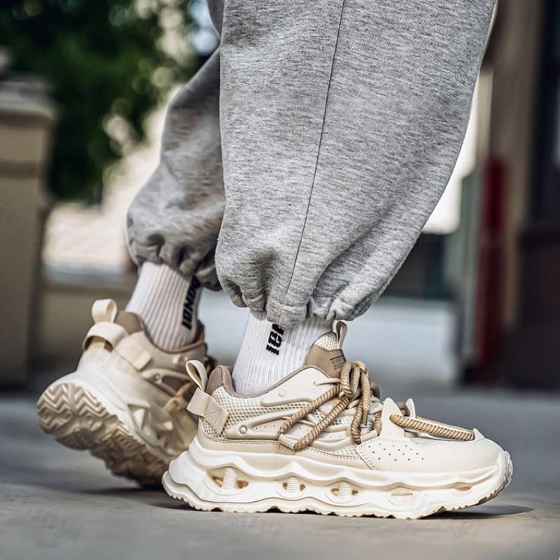 Fashion Men Sneakers 2025 Spring Autumn New Mesh Breathable Outdoor Non Slip Running Shoes Fashion Height Increase Lace Up Casual Shoes