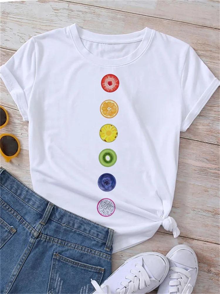 

White Cartoon Casual Women FeUnisex Clothes Summer Funny Watermelon Fruit Print Women T Shirt Harajuku Aesthetic Clothes S