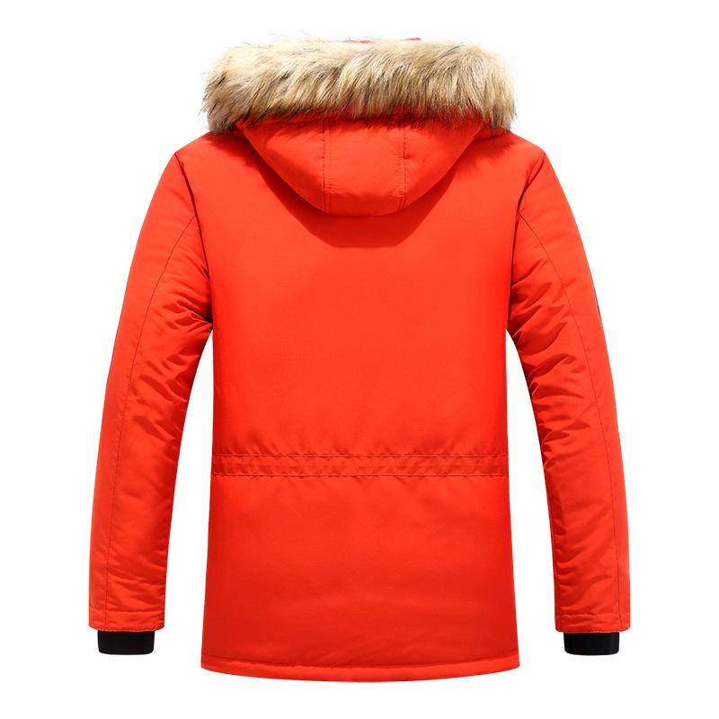 Men's Mid-Length Cotton Jacket with Fur Collar - Warm, Hooded, Windproof, Fashionable Outerwear