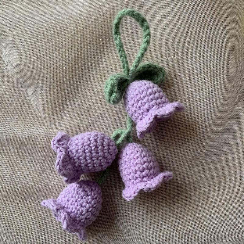 Hanging Decors Cute Bellflower Ornament for Backpacks Keychains Knitted Pendant
