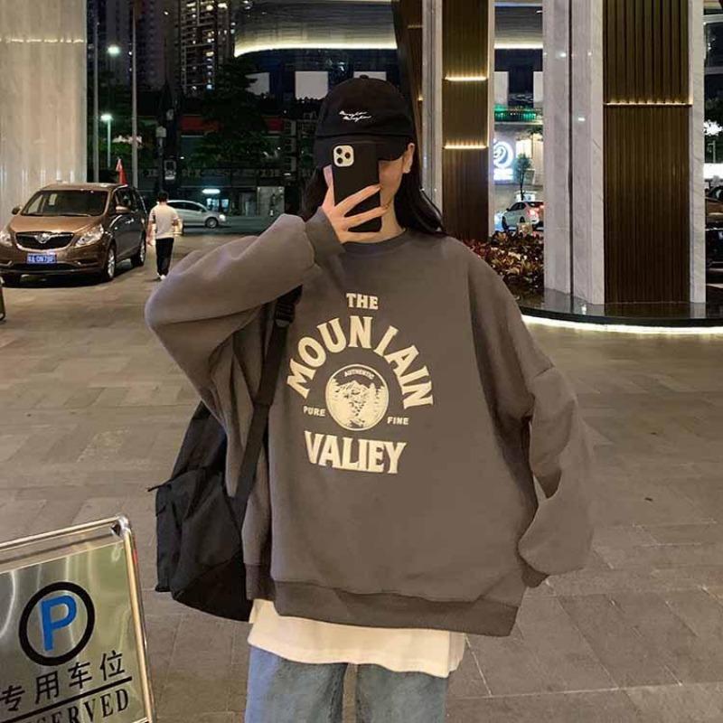 

Женские свободные свитера с длинным рукавом и круглым вырезом, женские топы, однотонные толстовки XXL серый