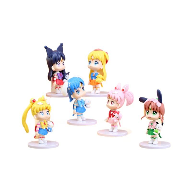 6 Piece Anime Sailor Moon Action Figure Model Gifts Collectible Figurines for Kids 11cm
