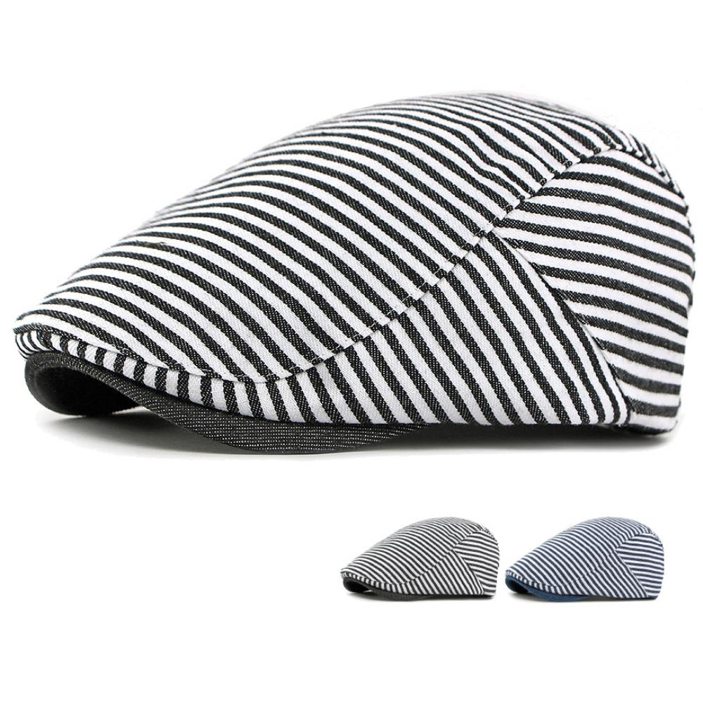 Freedom Outdoors Men's Navy Blue Ht5044 Berets For Wo Vintage Striped Artist Painter Beret Hat Fe Ivy Flat Cap Spring Autumn Adjustable Beret Cap 55-59Cm