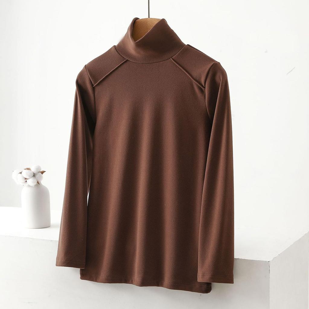 Women's Fashion Solid Colour Long Sleeve Fleece Thickened Top