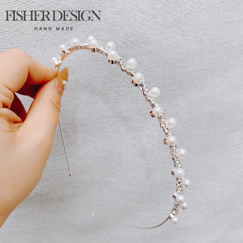 

French Retro Pearl Rhinestone Wavy Headband for Hair Washing & Styling