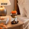 Autumn Home Decor Cute Sitting Highland Cow Pumpkin Figurine, Resin Statue Ornament Harvest Festival Gifts for Decor, Fall Tiered Tray Tabletop