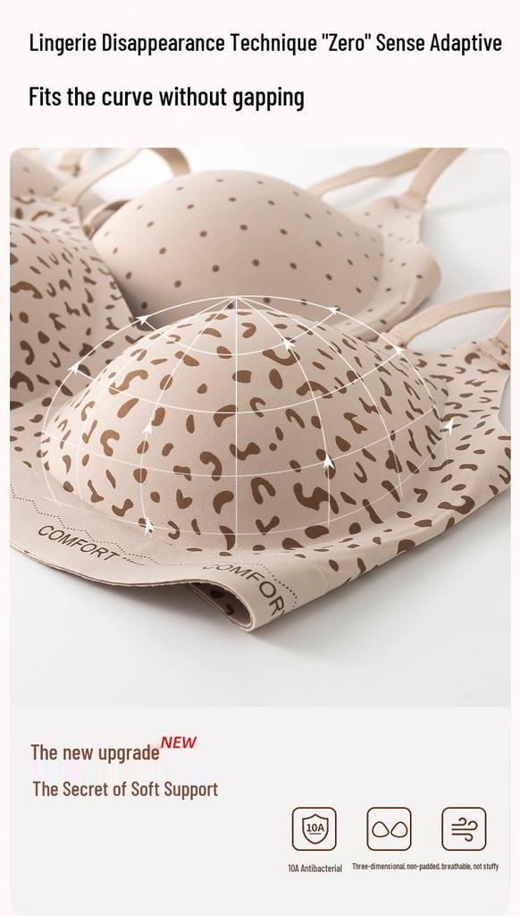 2026 Retro Leopard Print Seamless Push-Up Bra for Small Busts