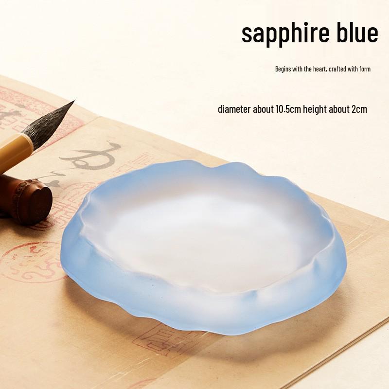Small Crystal Ink Dish for Calligraphy – Chinese Painting Water Bowl and Brush Rest.