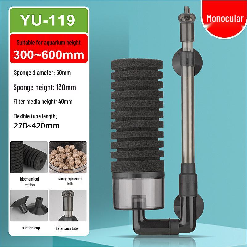 Biochemical Sponge Filter for Fish Tanks with Built-in Water Circulation and Oxygenation