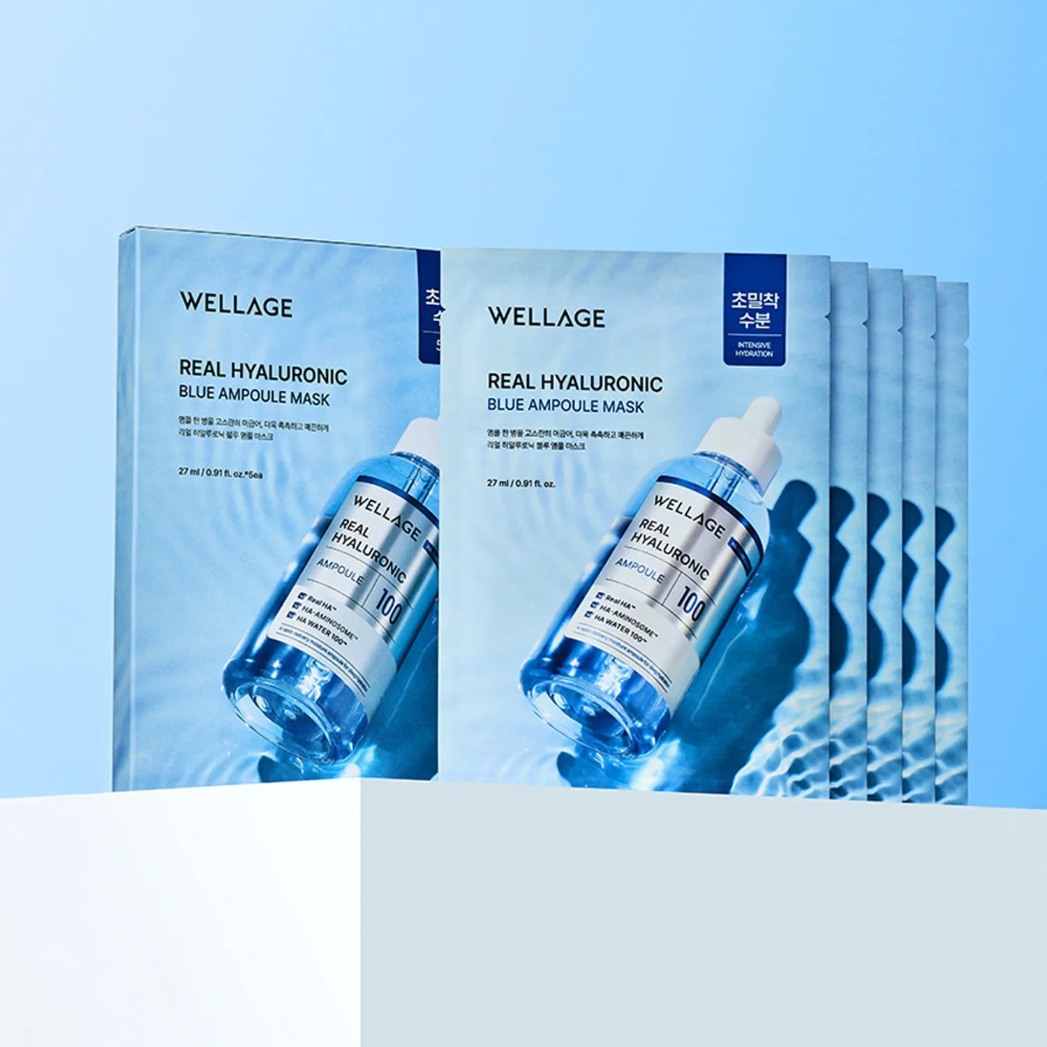 WELLAGE Real Hyaluronic Blue Ampoule Mask Sheet 5ea Hyaluronic Mask Sheet 5ea