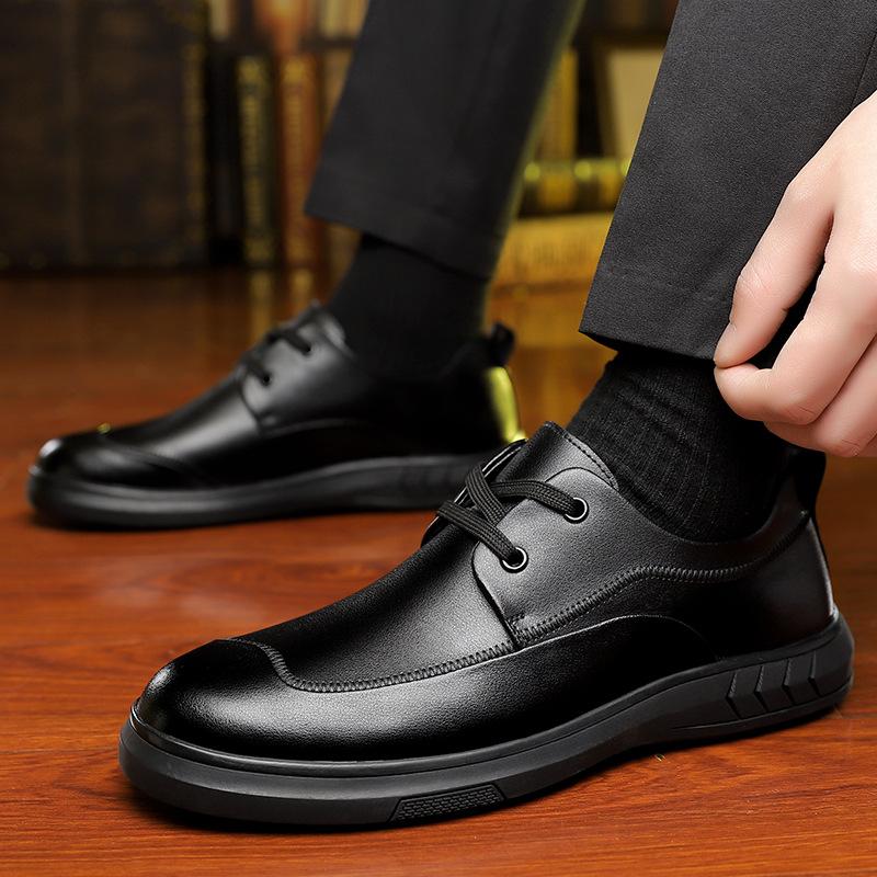 Pánské kožené mokasíny s měkkou podrážkou, módní ležérní jarní a podzimní černé, pánské společenské boty, jednobarevné, nové značkové pánské boty