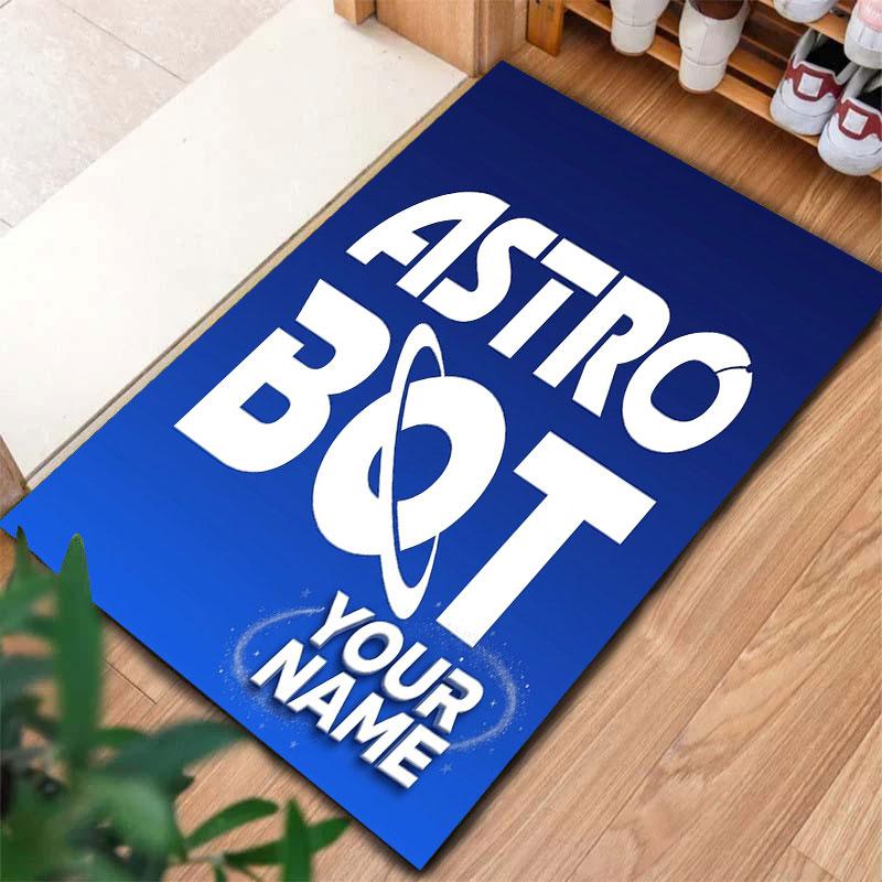 ASTRO BOT Benutzerdefinierter Name Teppich für Wohnzimmer Schlafzimmer Zuhause Sofadekoration, Kinderspiel Rutschfeste Bodenmatte