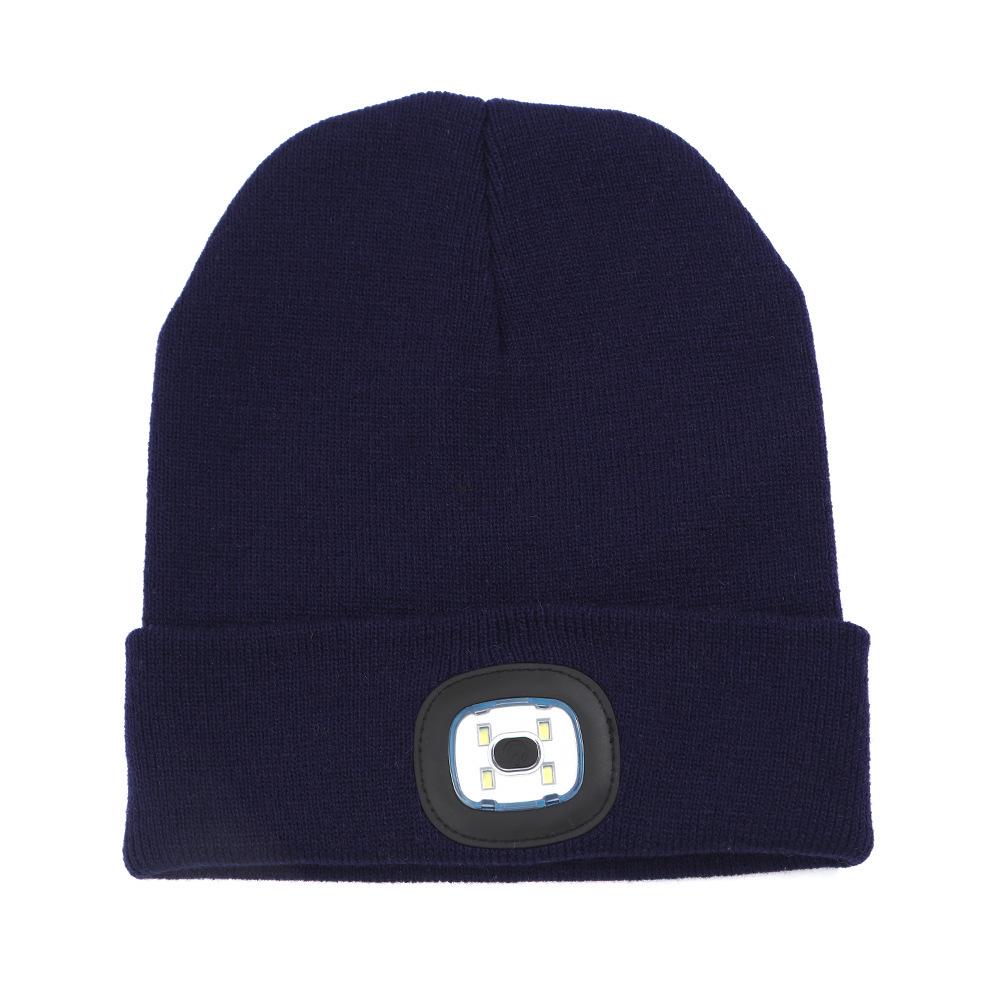 Dobíjecí LED vlněná pletená čepice pro venkovní sporty a cyklistiku