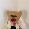 Weaving Bag Cherry Dumpling Embroidery Cotton and Linen Bag Straw Bag Spring and Summer Popular Bag Women's Bag Grass Woven Bag