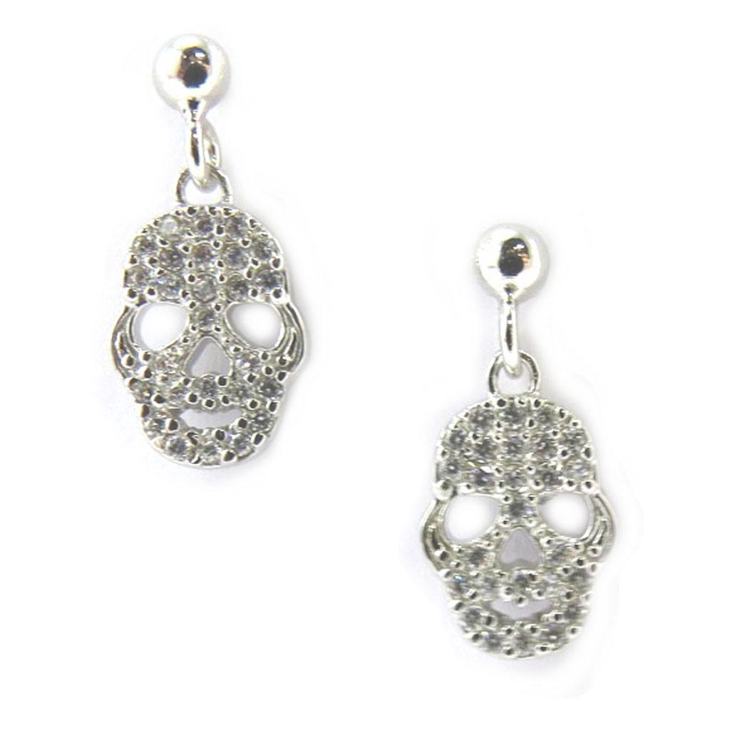 Les Trésors De Lily [M1736] - Boucles Argent 'Tête de Mort' blanc