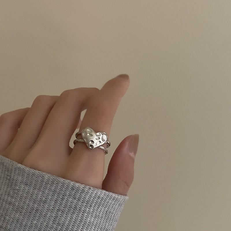 Heart-Shaped Twisted Knot Adjustable Geometric Open Ring – Korean Fashion Trend Adjustable Open