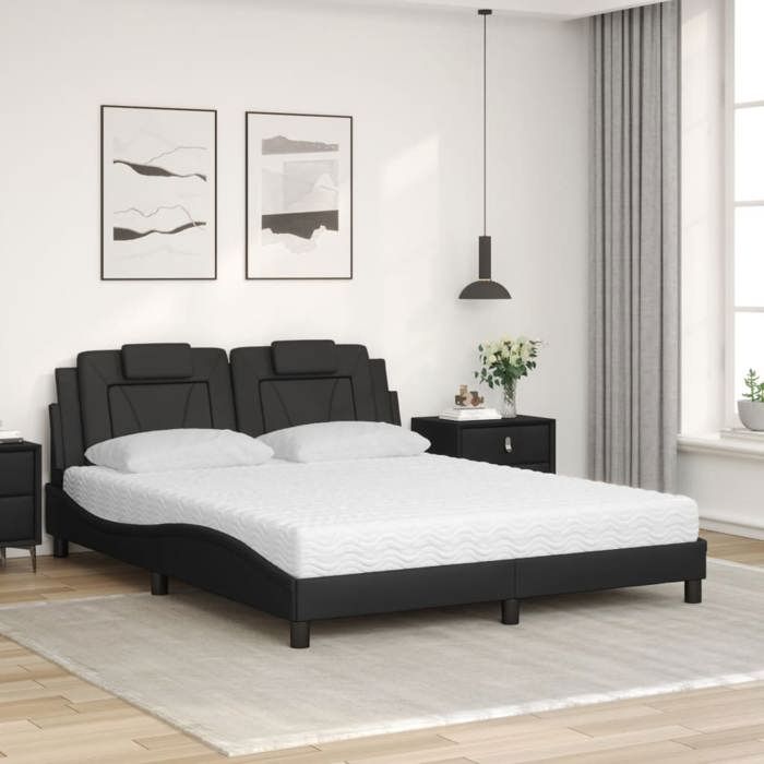 VidaXL Bed with Mattress, Upholstered Bed with Headboard Cushion, Double Bed, Adult Bed, Bedroom Furniture 3208803
