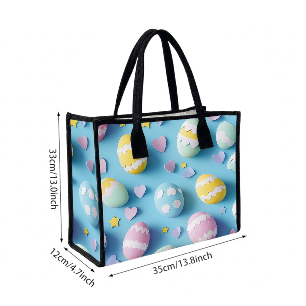 Easter Pattern Tote Bag Casual Daily Shopping Handbag Lightweight Large Capacity Shoulder Bag for Women