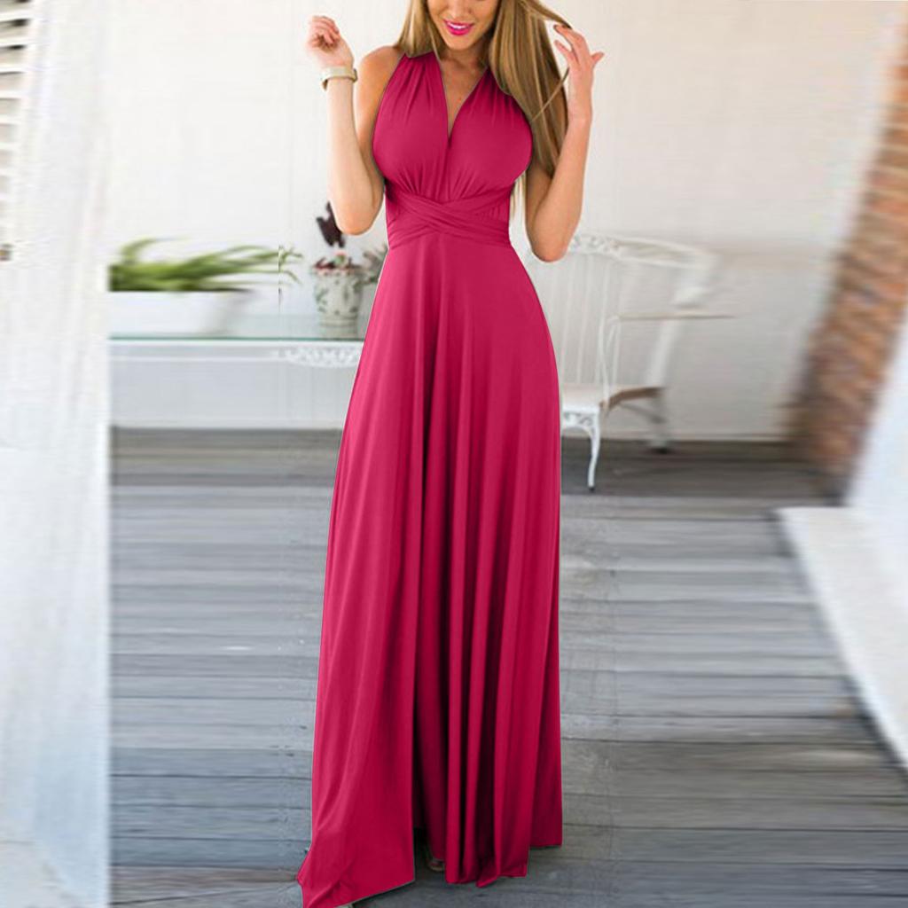 Modă Femei Culoare Solidă Metodă Multi-Purtare Multi-Șnur Spate Încrucișat Fără Spate Sexy Rochie Bandaj Rochie Lungă