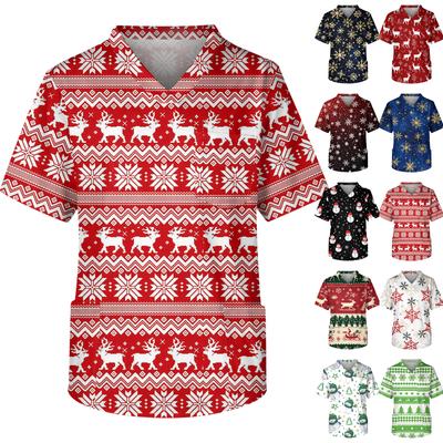 Men's Casual Short-Sleeved V-Neck Printed Front Pocket Top