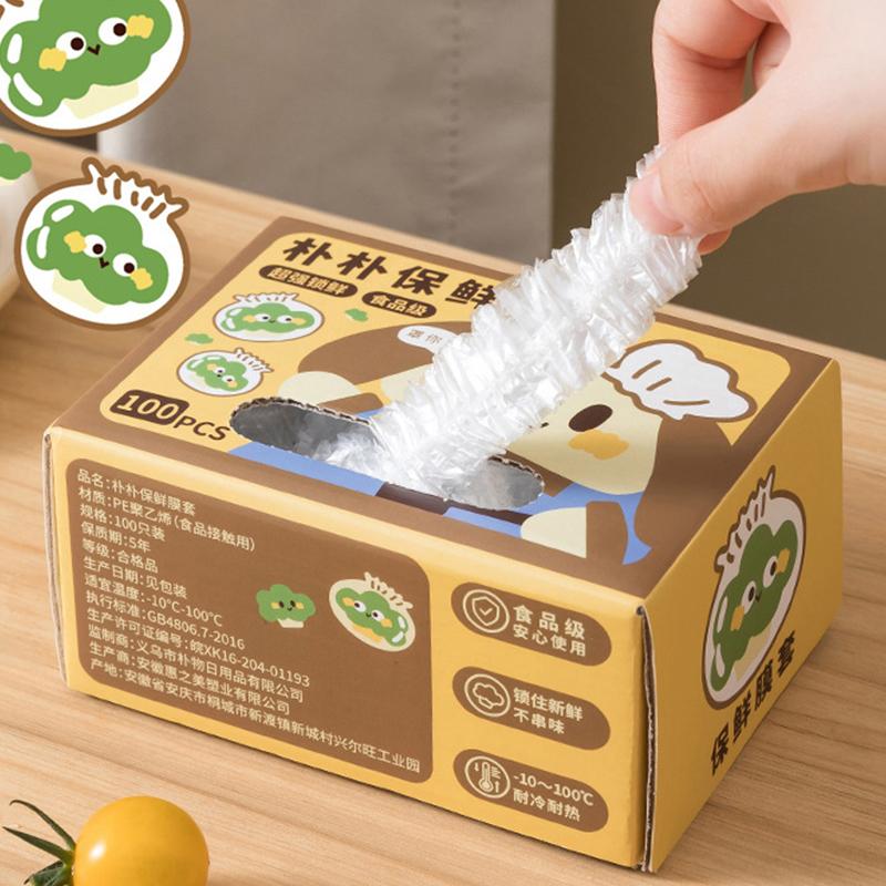 

100Pcs/Box Disposable Food-Grade Cling Film Covers Refrigerator Leftover Cling Covers Can Be Hung And Removable 100pcs