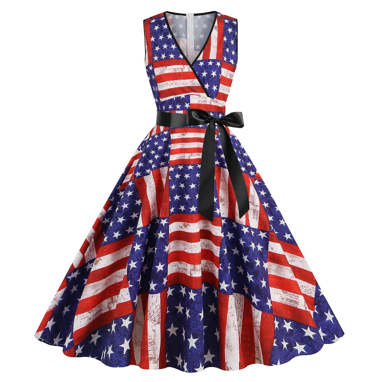 

Женская распашная юбка в стиле ретро без рукавов с v-образным вырезом и принтом в виде ленты на талии S