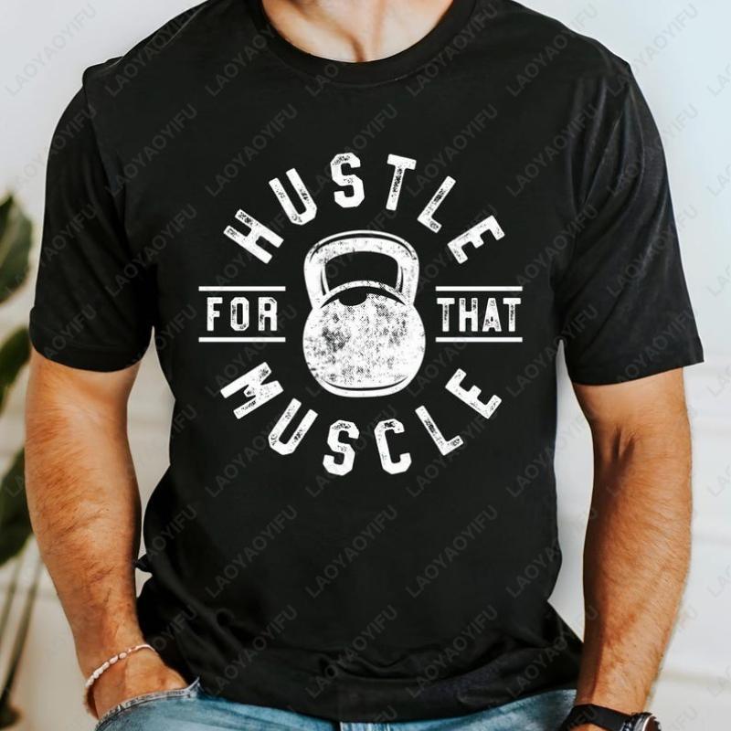 Workout Fitness Inspirational Gym Motivational Exercise Tees Trendy Fitness Cute Men Women Cotton Tops Hustle That Muscle Tshirt S разноцветный