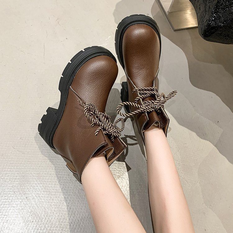 Thick-soled short boots women's Martin boots versatile with skirt low-top boots Academy style short boots women's 2025 spring and autumn new models