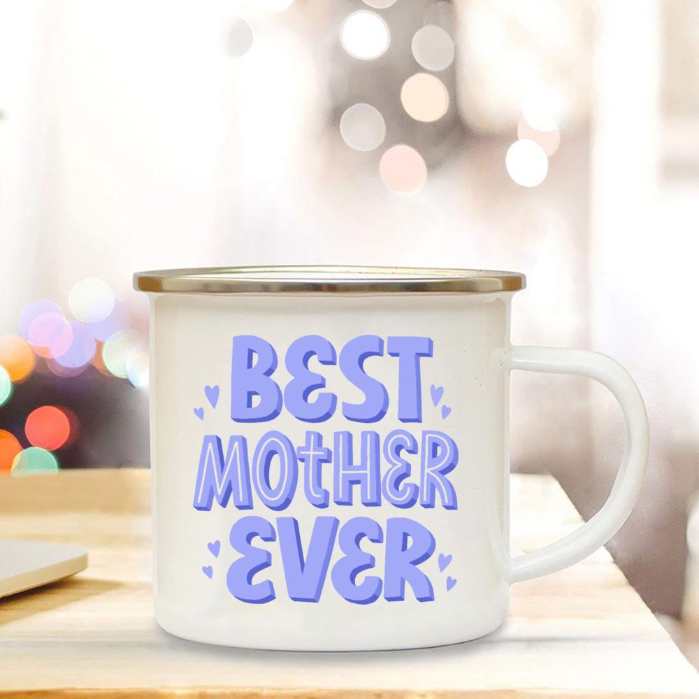 Emaille-Tassen „Best Mom Ever“ – Muttertagsgeschenk für Mama, Geburtstagsgeschenke für Mama, Tasse „Best Mom Ever“ – Kaffee-/Teetassen für Mama, Trinkbecher für Mutter