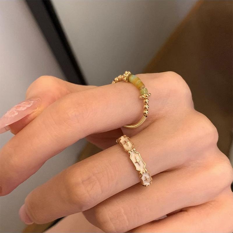Chic Open Fashionable Adjustable Womens Ring Unique Geometric Shape In Copper