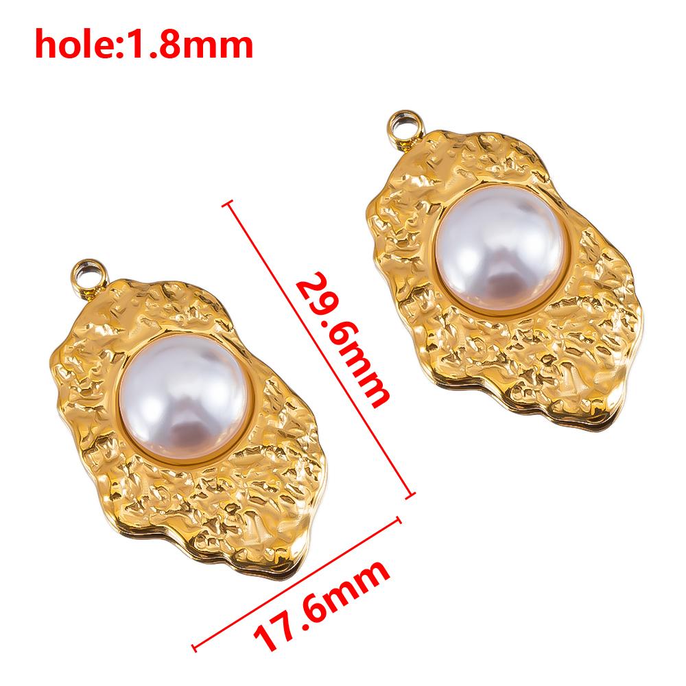 2pcs Stainless Steel Irregular Red Necklace Charms Gold Plated Imitation Pearl Earrings Component DIY Necklaces Jewelry Findings