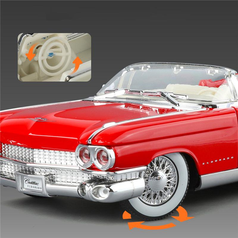 1/24 Cadillac Eldorado Biarritz Series 62 Alloy Sports Car Model Diecast Metal Classic Retro Vehicles Car Model Sound Light Kids Toy Gift