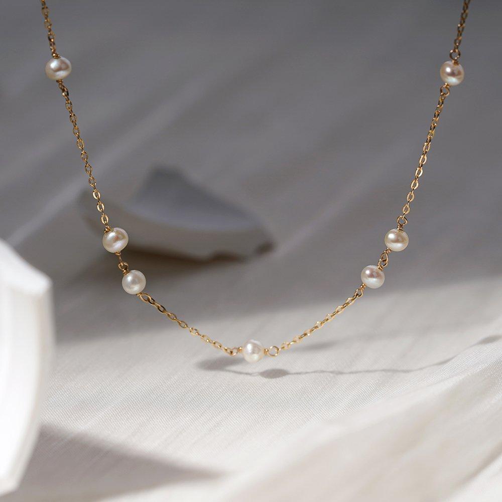 14K Eclat Natural Freshwater Pearl Choker Necklace W