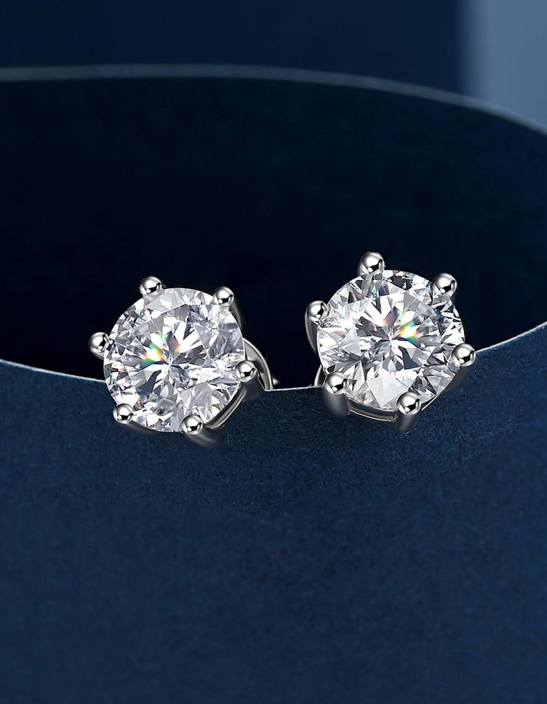 MomentWish Moissanite 1 karat øredobber Øredobber Hypoallergene øredobber D Farge VVS1 Simulerte diamantøredobber 5 mm øredobber, Kvinner Kvinner Kvinner