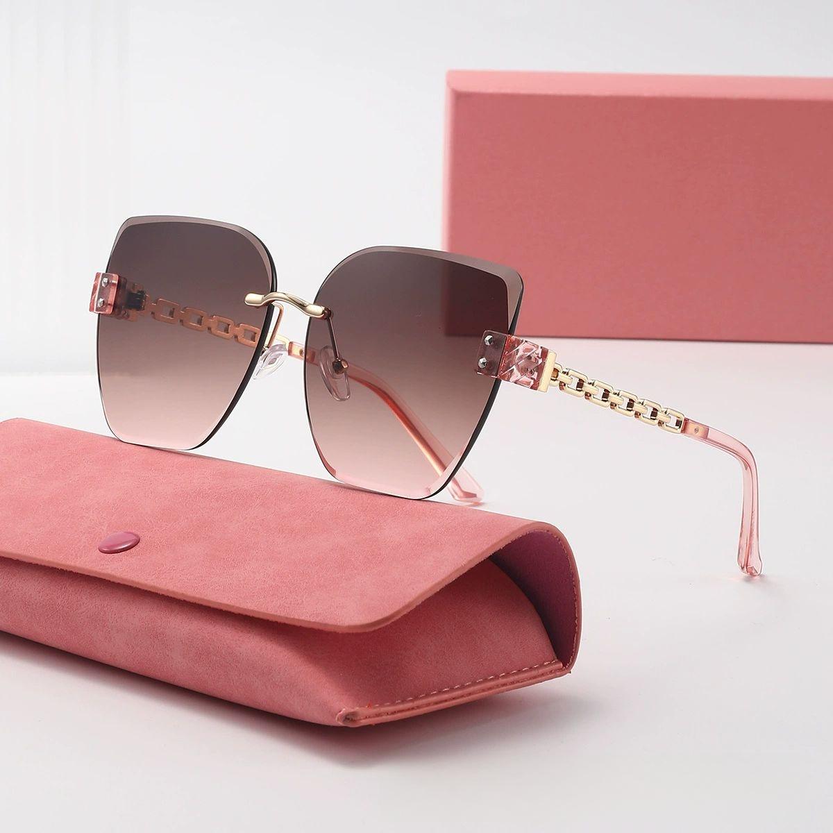 

New retro cut edge gradient color small fragrance style fashionable sunglasses for women large frame trendy UV sunglasses 2409