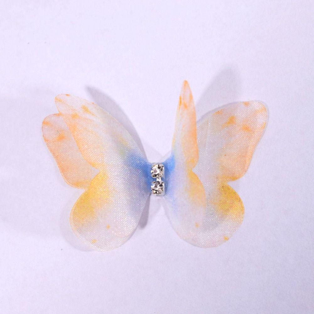 50 bucăți de culoare gradient șifon brodat fluture accesorii pentru păr de mireasă