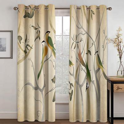 3D Print Cheap Abstract Art Silver Birch Tree Natural Thin Window Curtains for Living Room Bedroom Decor 2 Panels