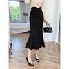 Womens Vintage High Waist Long A Line Skirt With Slit For Office And Casual Wear