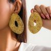 Exaggerated Personality Irregular Geometry Hollowed-out Round Piece Liquid Metal Stud Earrings for Women Trend Designer Jewelry